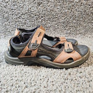 ECCO Yucatan Receptor Mens Size US 11 EU 45 Brown Leather Hiking Sandals Shoes